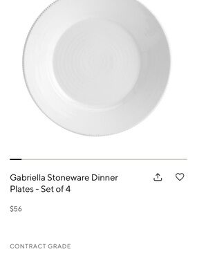 Pottery Barn Gabriella White Stoneware Dinner Plate Set of 4